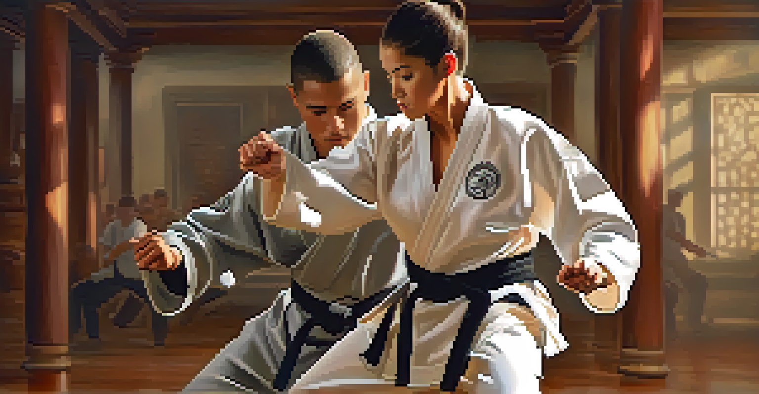 Close-up of a person executing a self-defense move, showcasing concentration and strong posture.