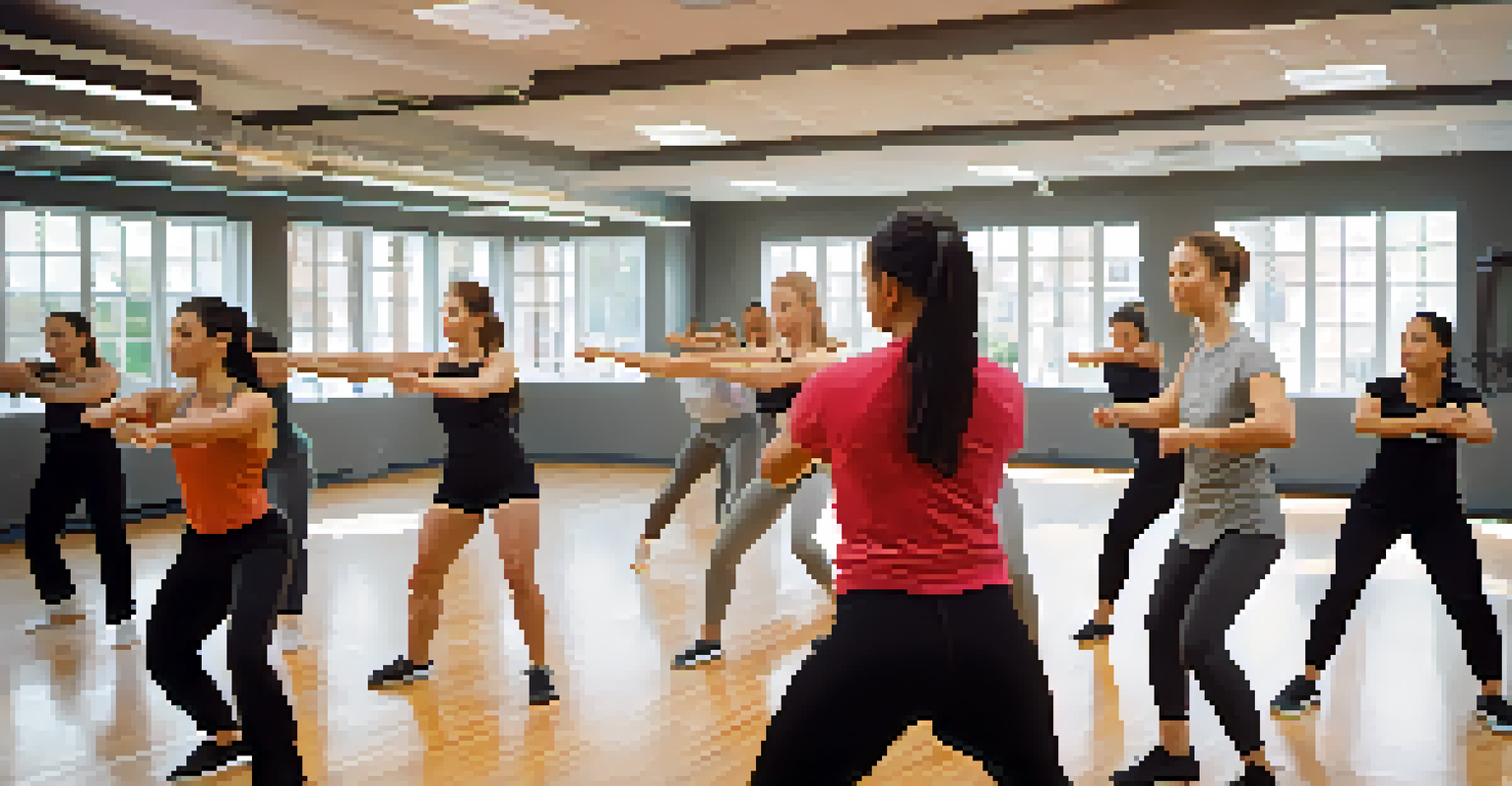 A group of women in a self-defense class, practicing techniques under the guidance of instructors.