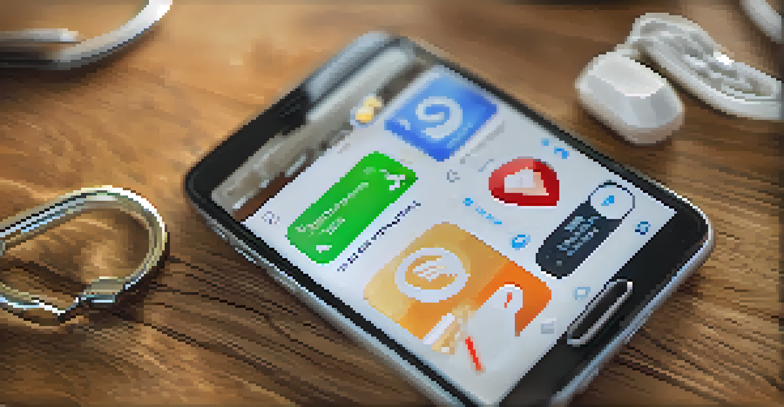 A smartphone showing a personal safety app on a wooden table, accompanied by self-defense keys and a personal alarm device.