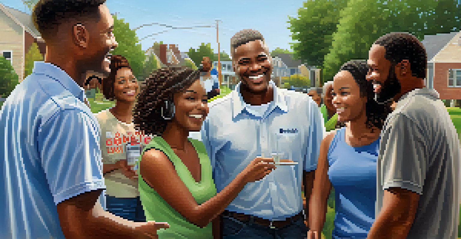 Neighbors gathered in a park discussing safety and forming a Neighborhood Watch program.