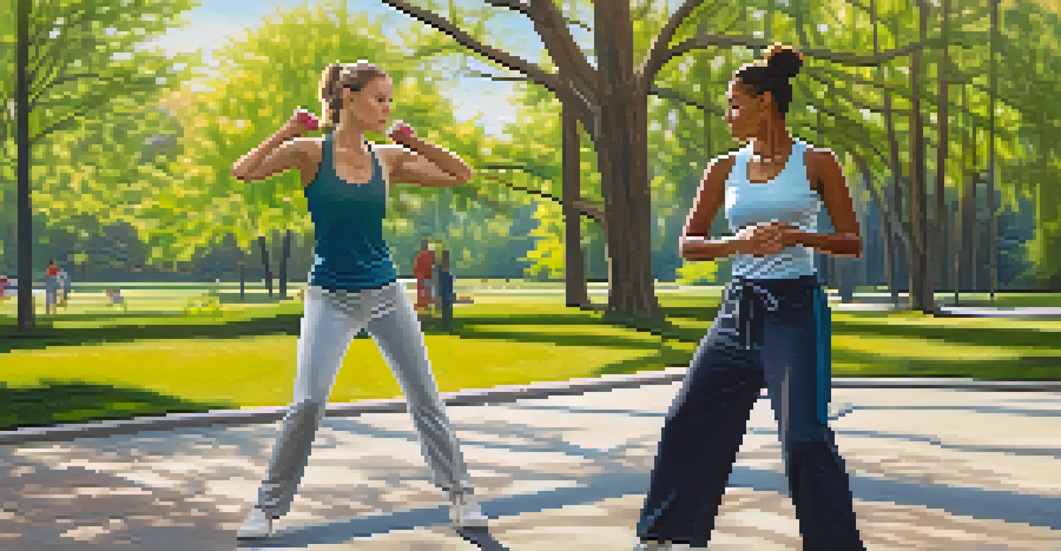 A person practicing self-defense techniques in a park, showcasing strength and focus.