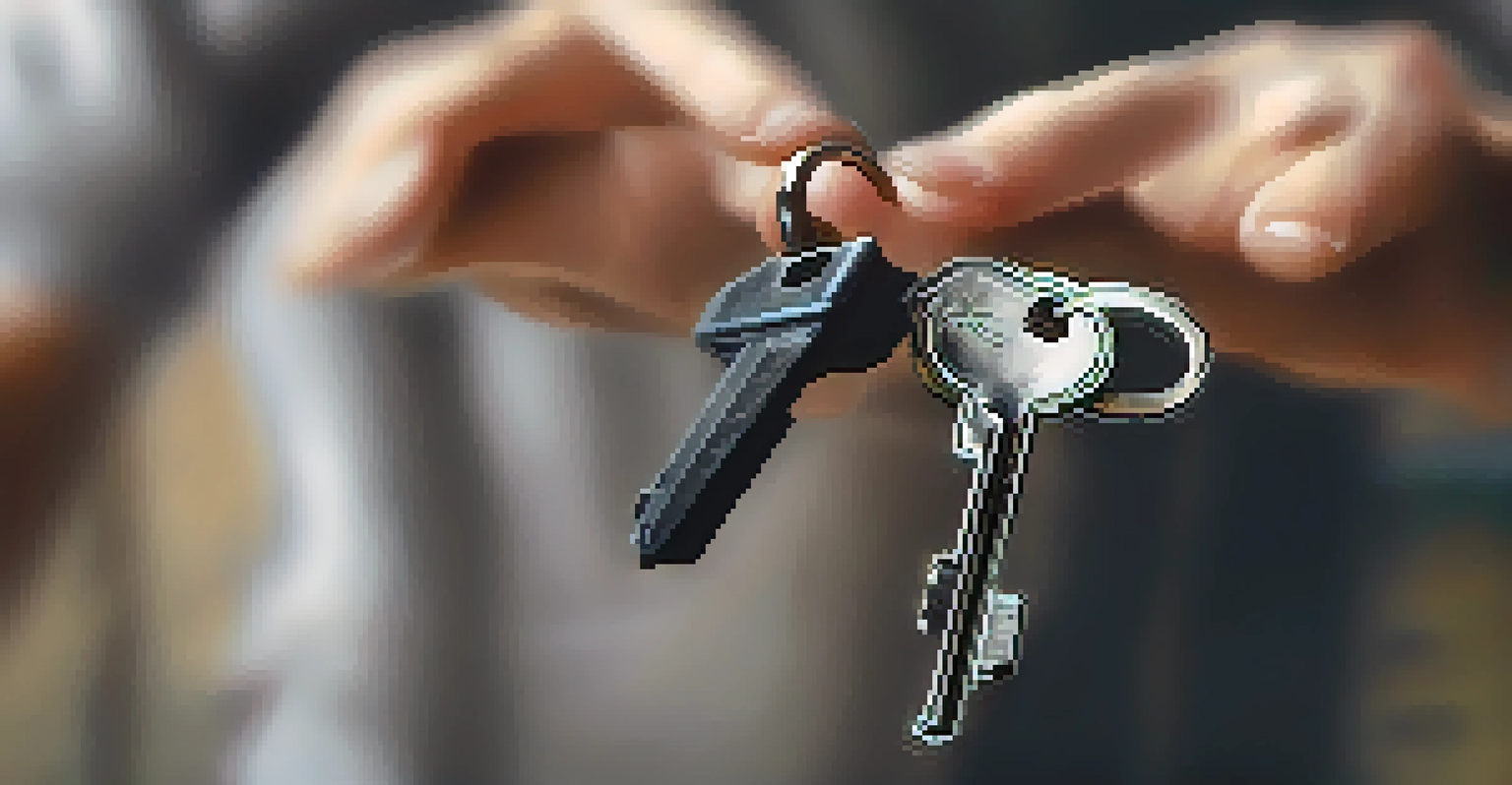 A close-up image of a person holding keys between their fingers for self-defense.