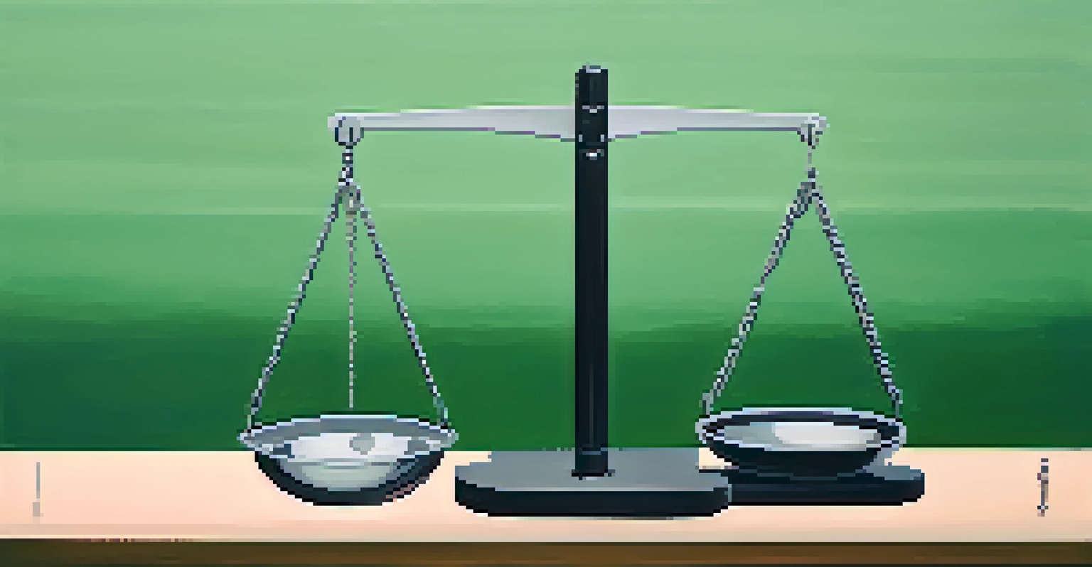 A balanced scale depicting a small weapon on one side and an empty hand on the other, representing the concept of reasonable force in self-defense.