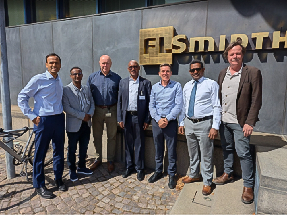 Messebo Cement CEO and plant delegation at FLSmidth Cement Denmark office 2025