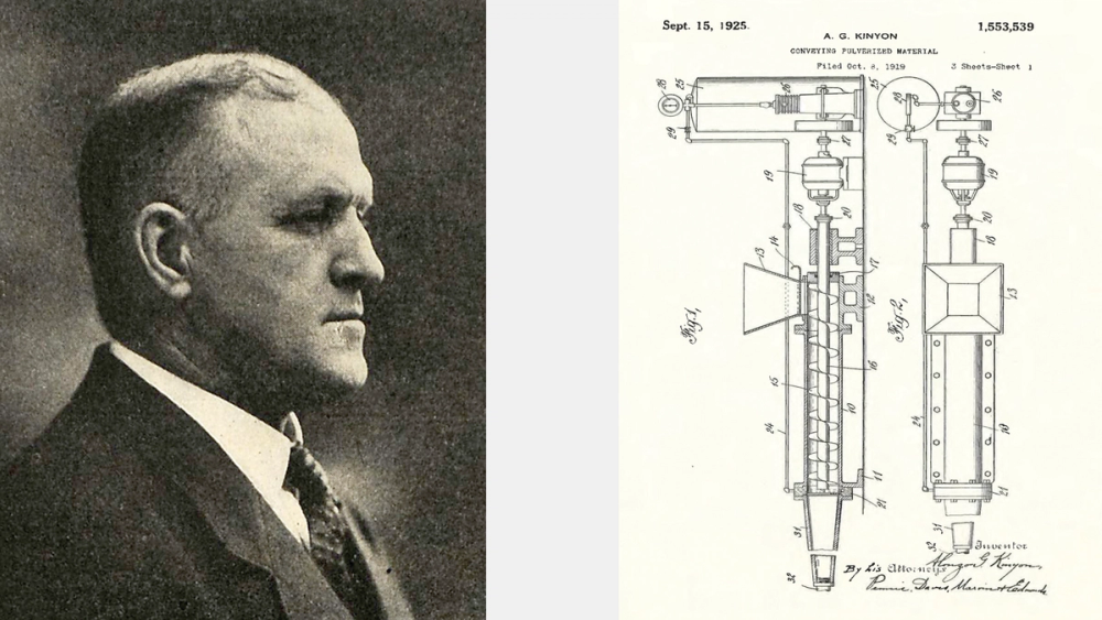 Alonzo Kinyon and 1926 original patent for the Fuller-Kinyon pump