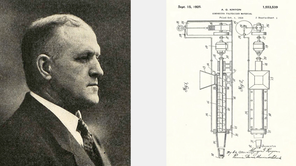 Alonzo Kinyon and 1926 original patent for the Fuller-Kinyon pump
