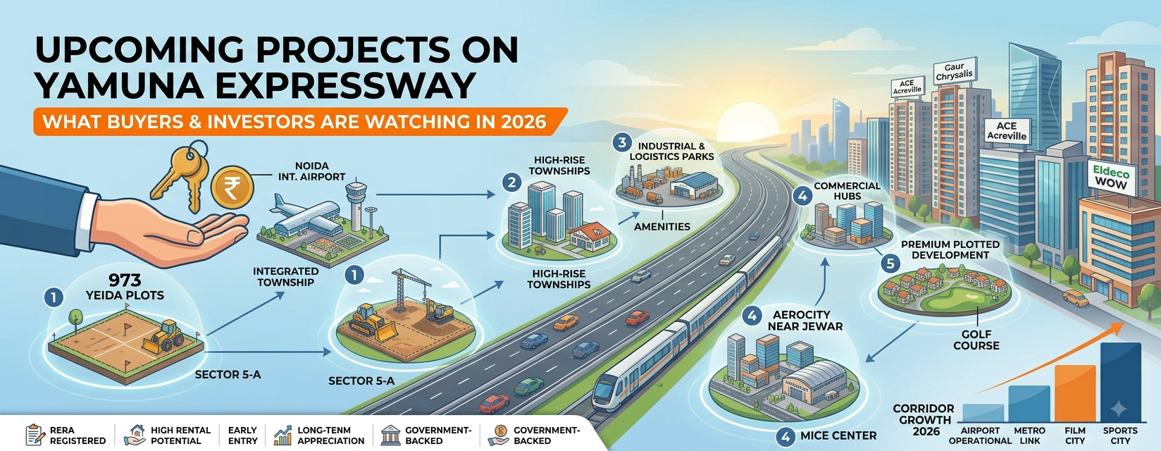 Upcoming projects and real estate developments on Yamuna Expressway 2026