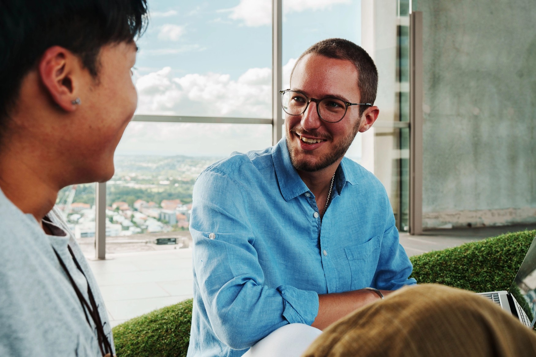 Students relaxing on Wharf St Sky deck