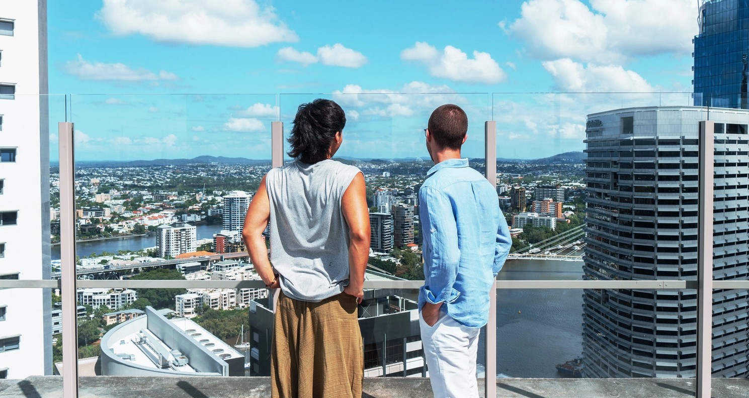 Students looking out over view from Wharf St Sky Deck