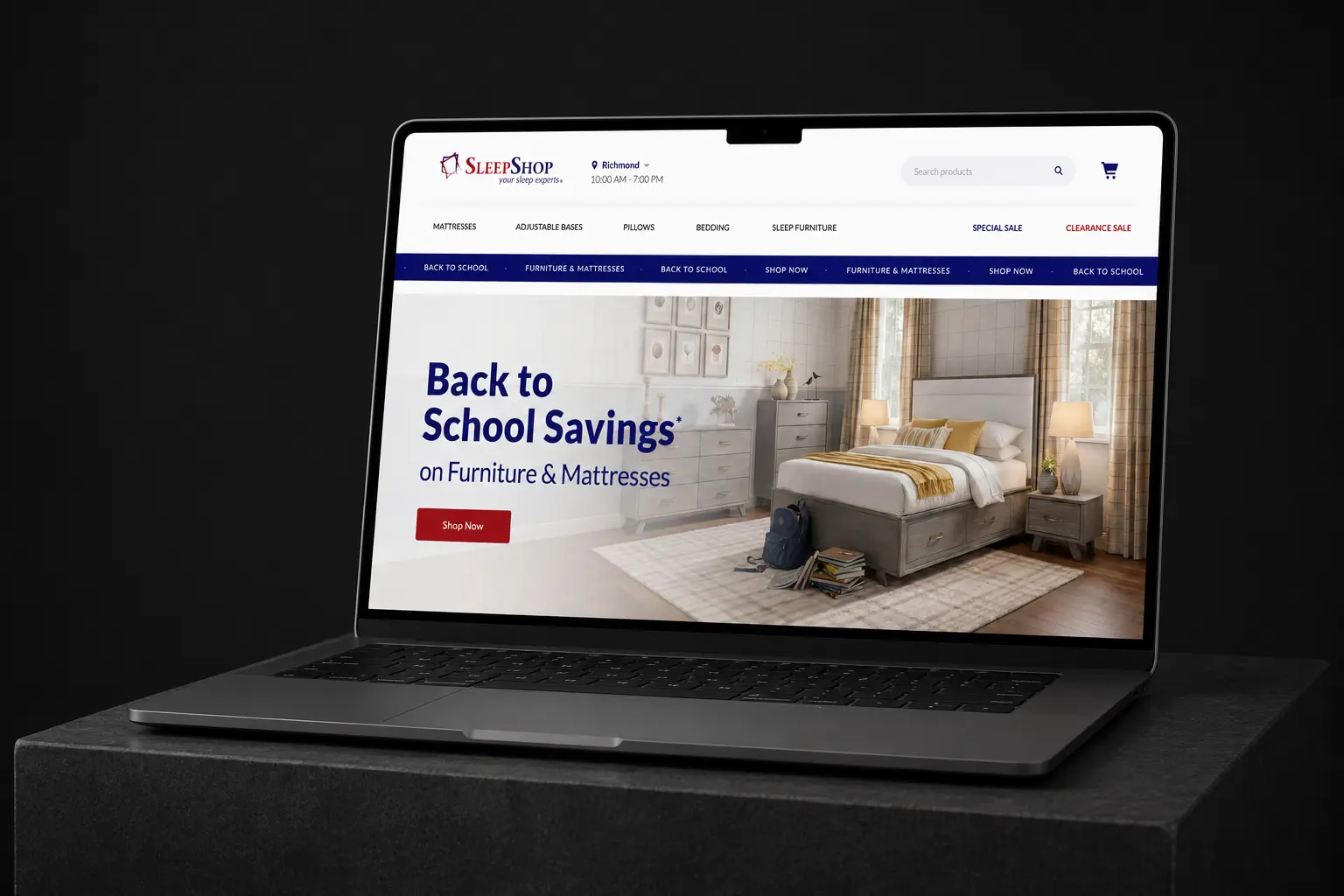 Sleep Shop, mattress & bedding storefront | EVDEV