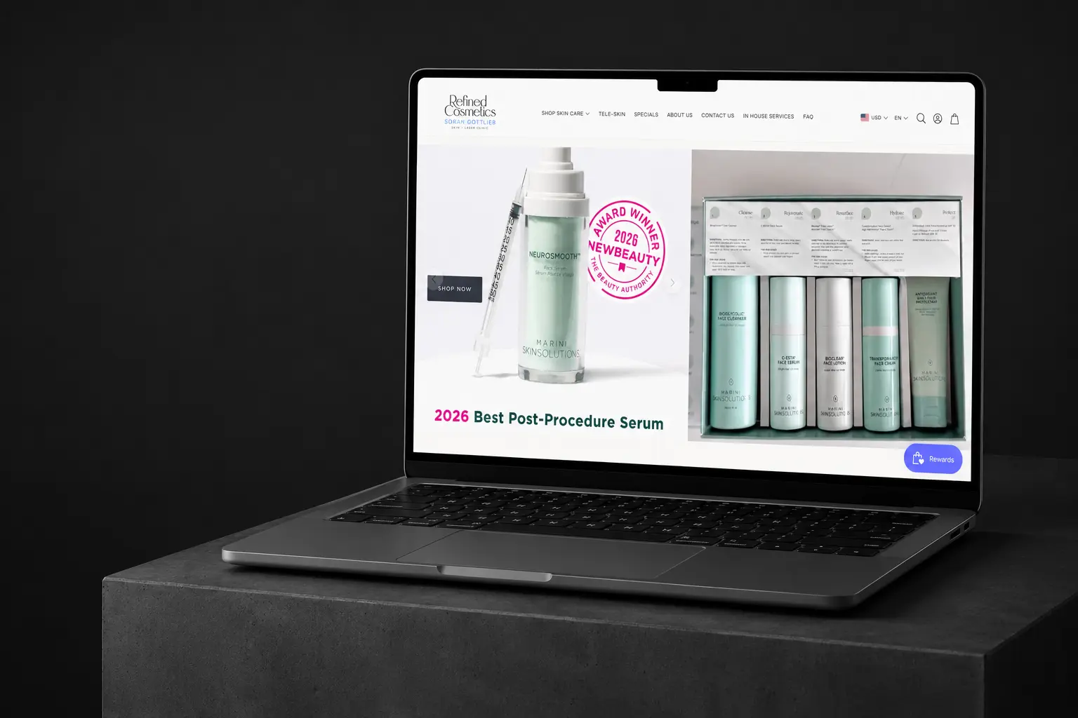 Refined Cosmetics, beauty Shopify storefront build | EVDEV
