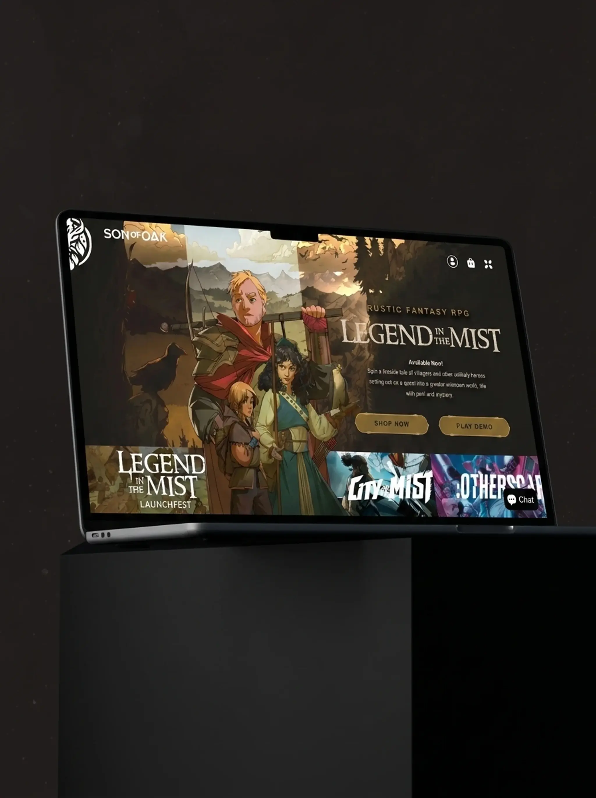 Tabletop RPG e-commerce website development for Son of Oak project preview