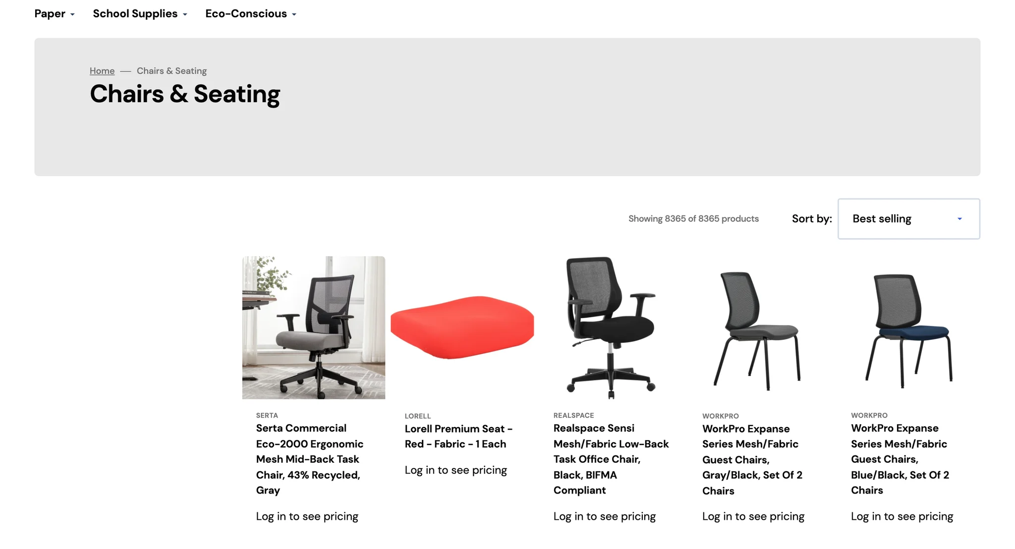 Chairs & Seating collection with mesh task chairs, a seat cushion and guest chairs sold in sets of two