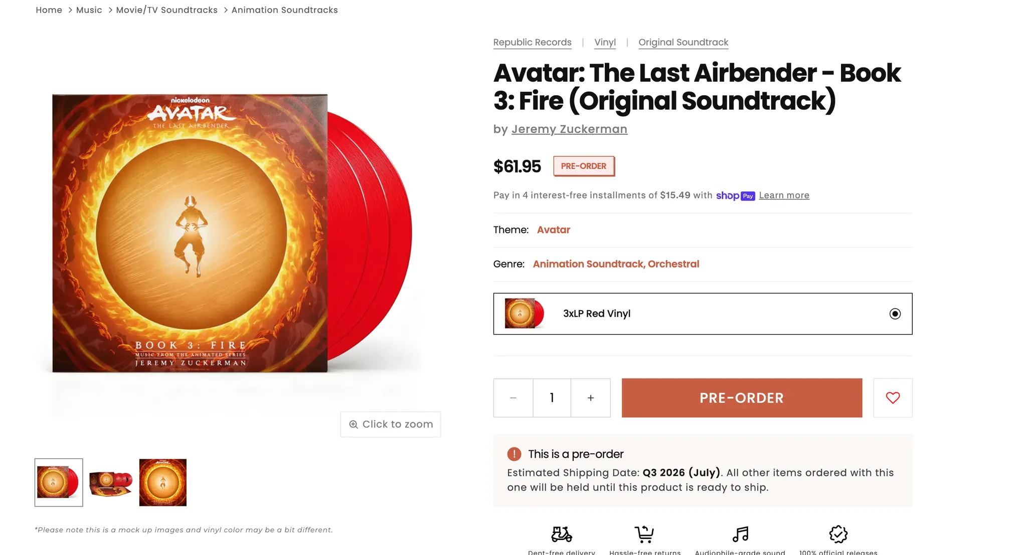 Arcline redesigned product detail page for a vinyl record release