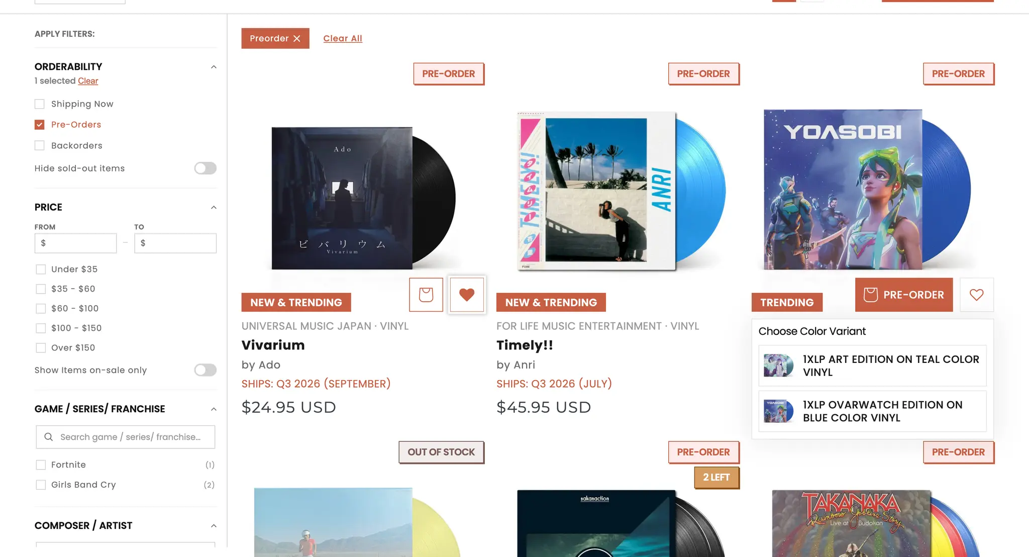 Arcline collection page with a product grid and mobile first filter drawer