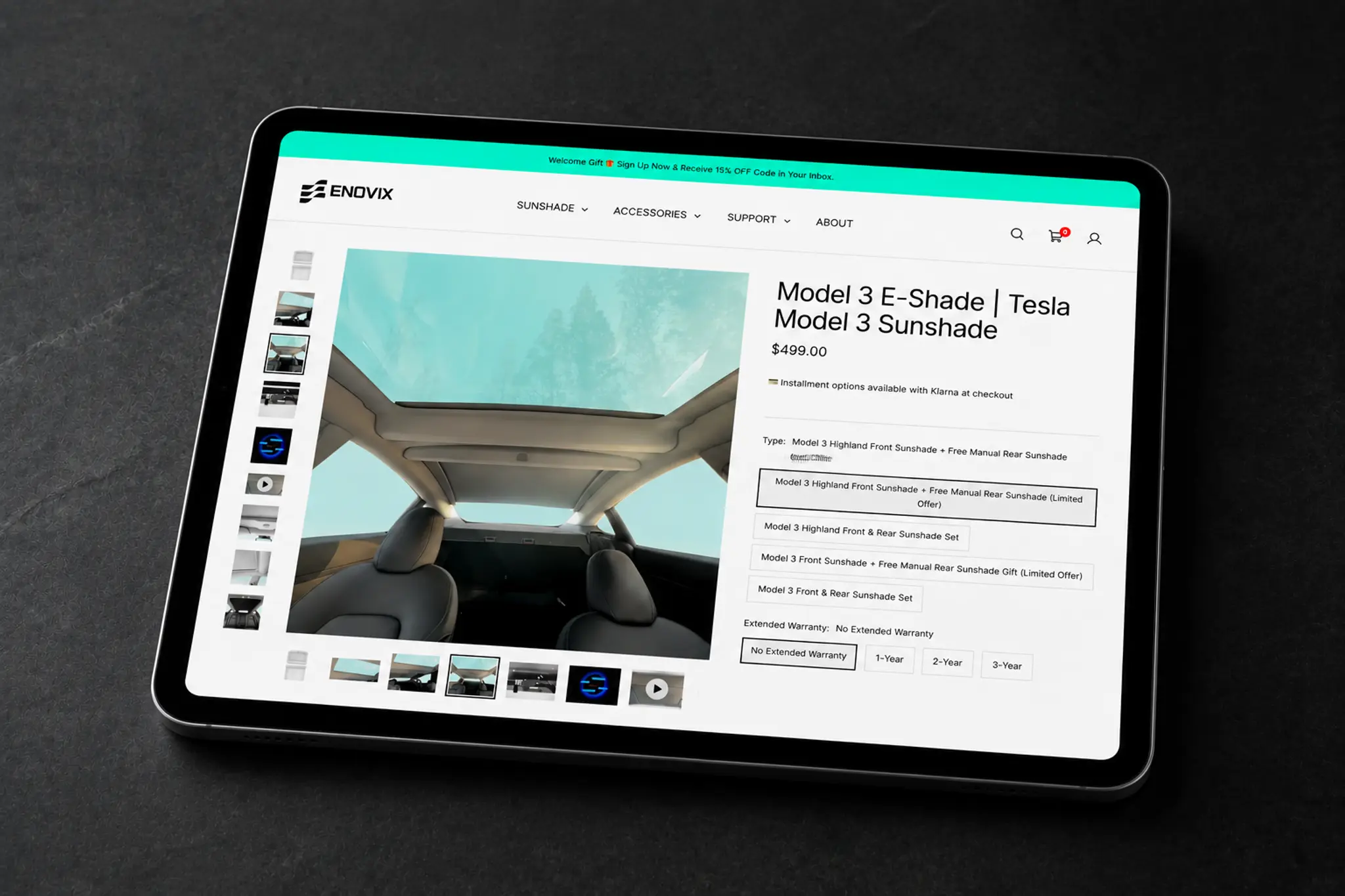 Enovix, custom Tesla sunshade storefront | EVDEV