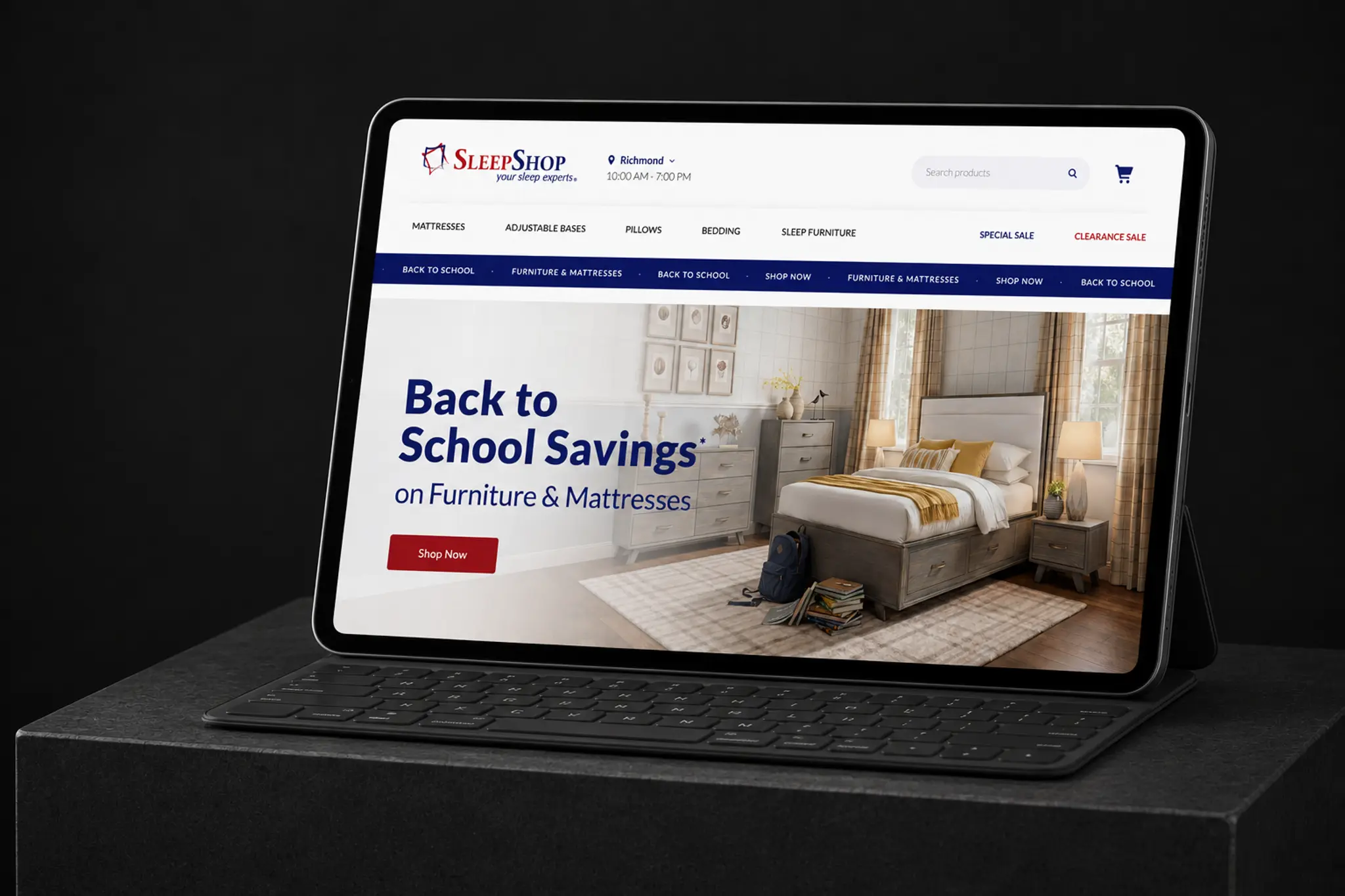 Sleep Shop, mattress & bedding storefront | EVDEV