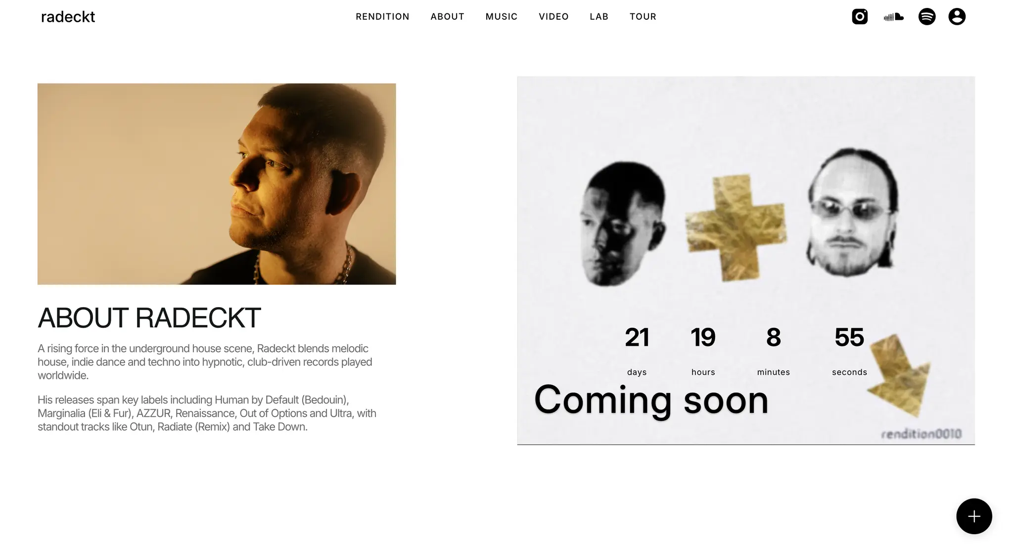 Radeckt about section introducing the artist on the Shopify storefront