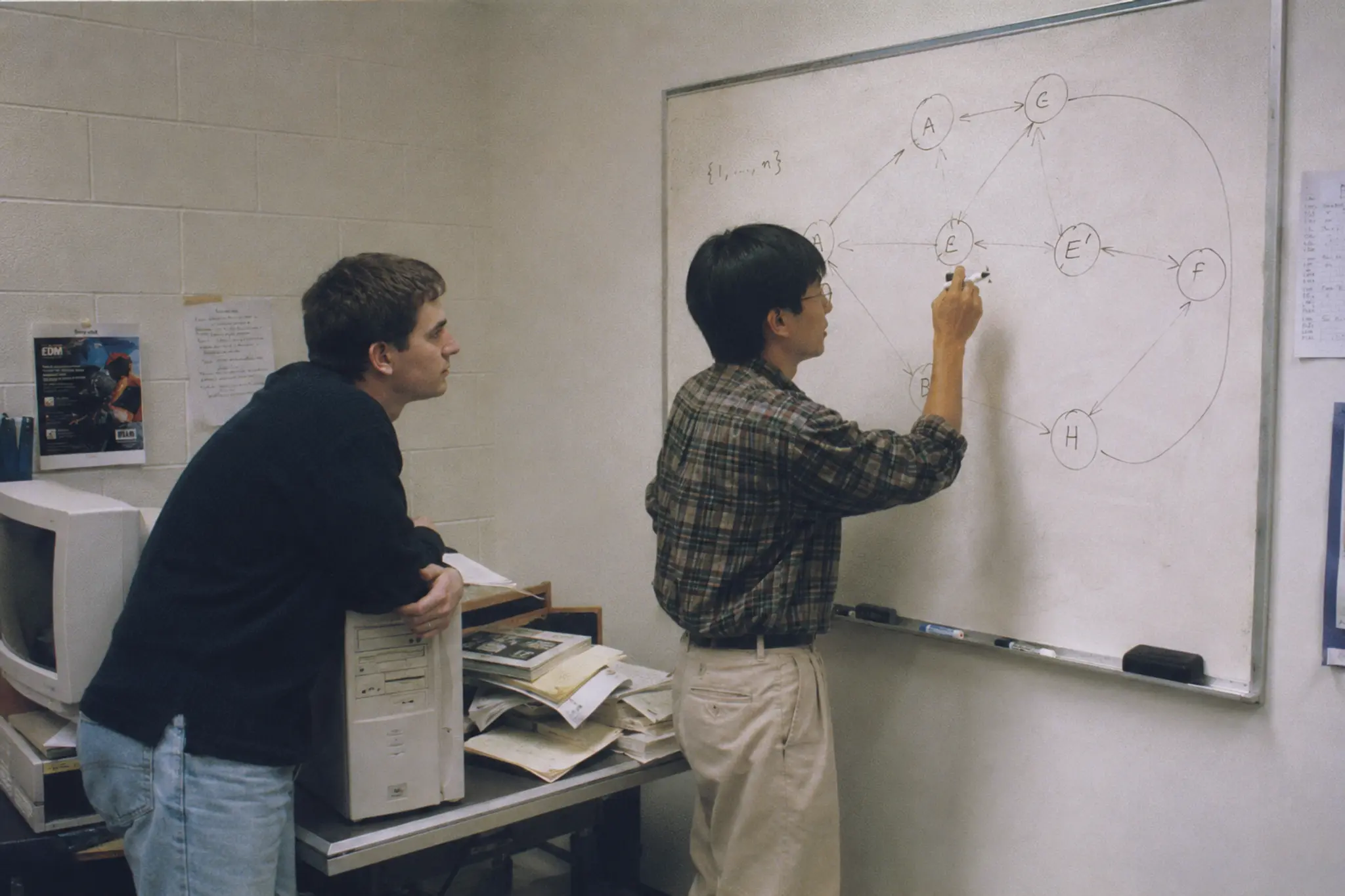 PageRank in 1998 — links between websites sketched as votes of trust on a whiteboard