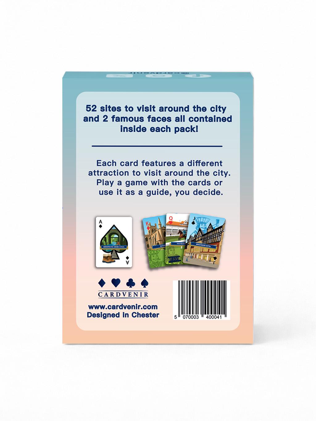 Chester playing cards pack — back of box