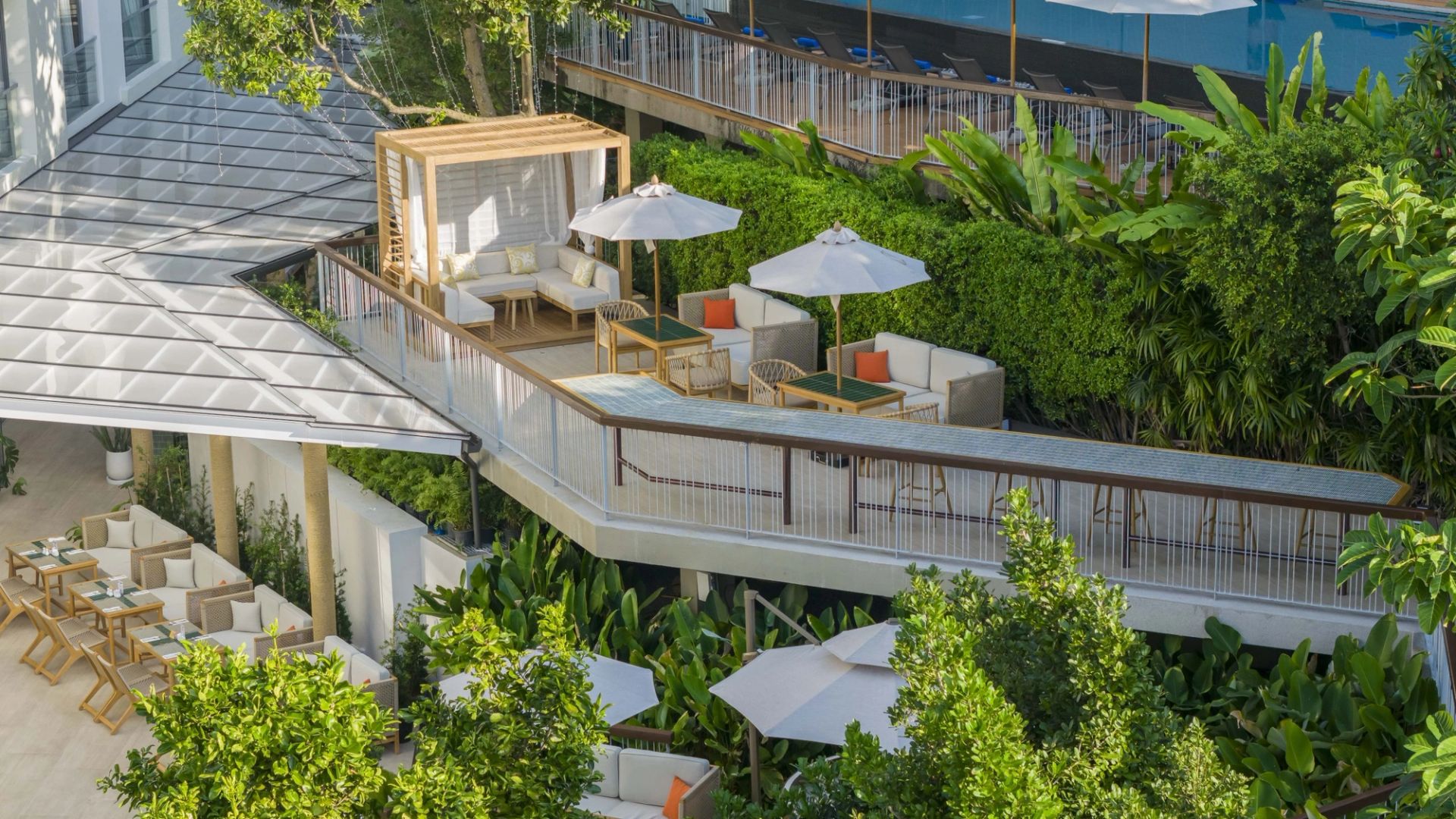 PM:AG project — aerial view of terraces and pool