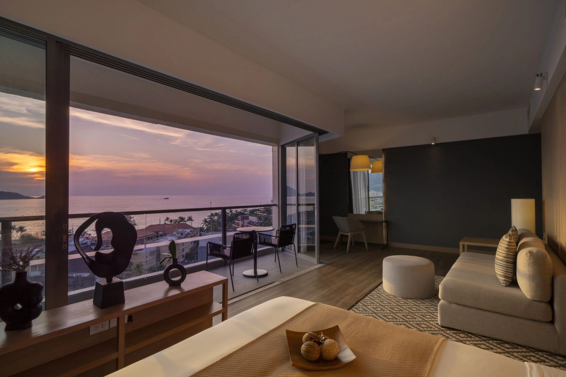 PM:AG penthouse interior with sunset sea view