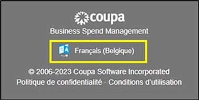 Screenshot Coupa - Choix de langue