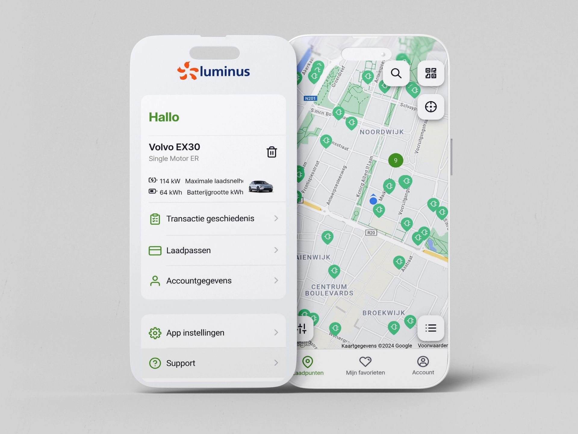 Smartphone 2 schermen van de Easy Charging Quality App