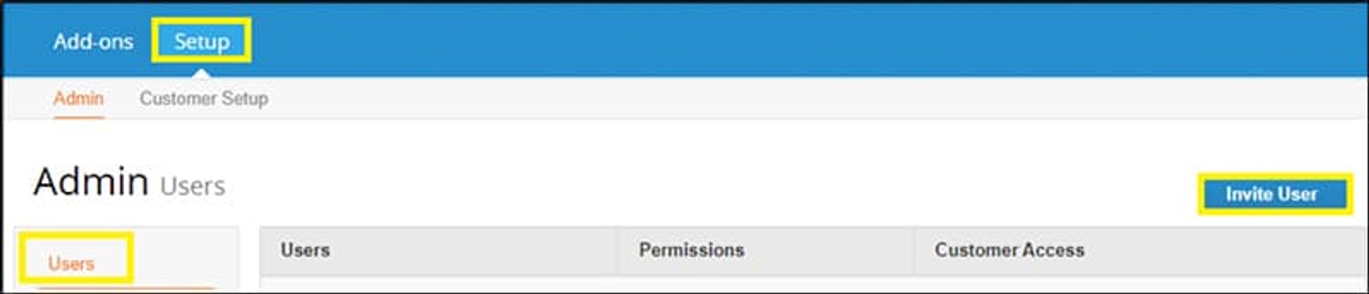 Screenshot Coupa - Configuration users