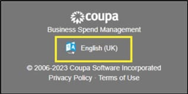 Screenshot Coupa - Language choice