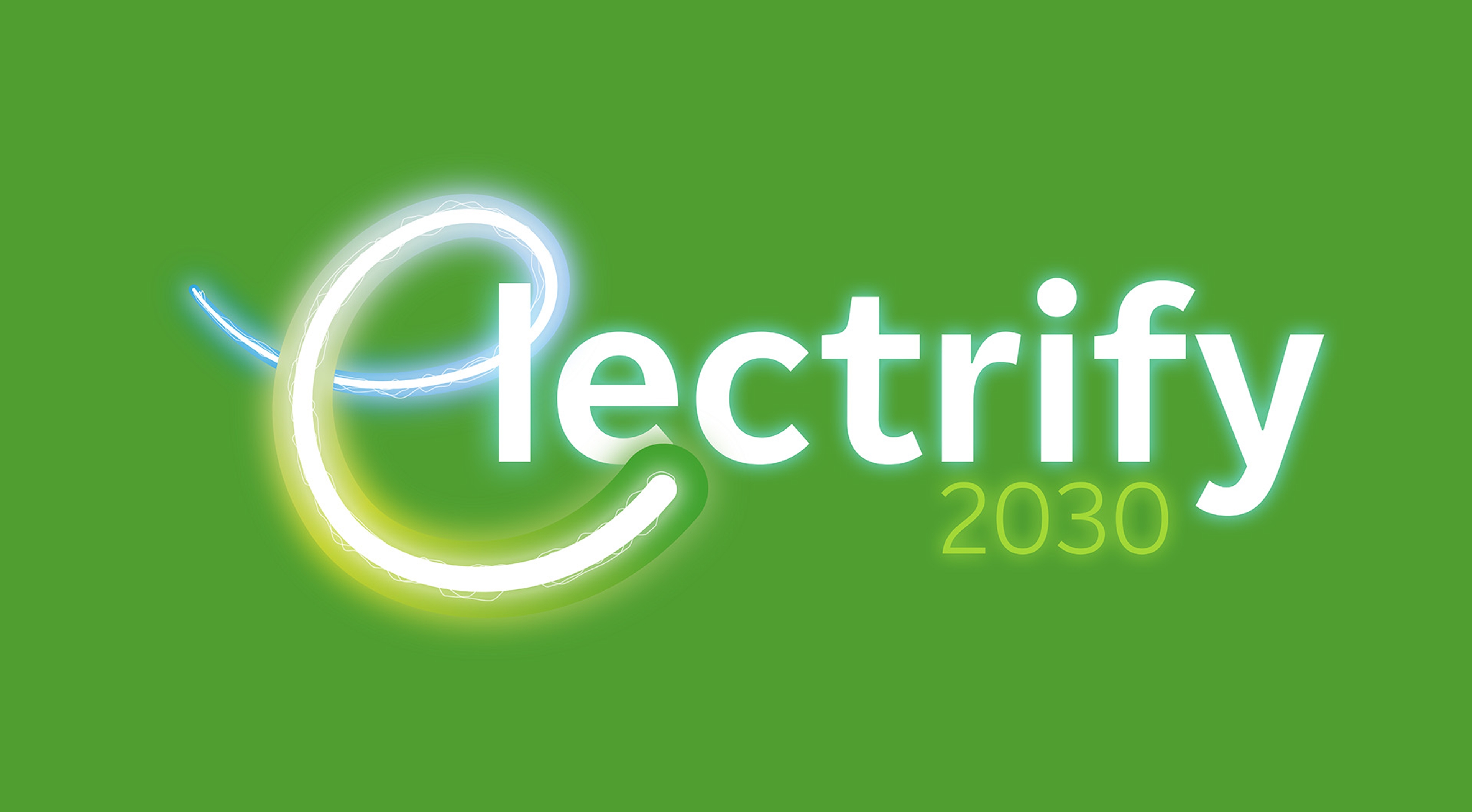 Logo Luminus op groene achtergrond: Electrify 2030