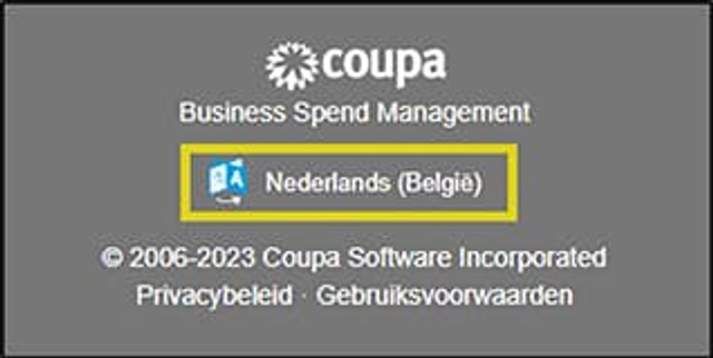 Screenshot Coupa - Taalkeuze