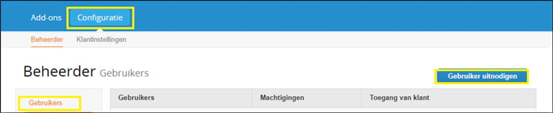 Screenshot Coupa - Configuratie gebruikers