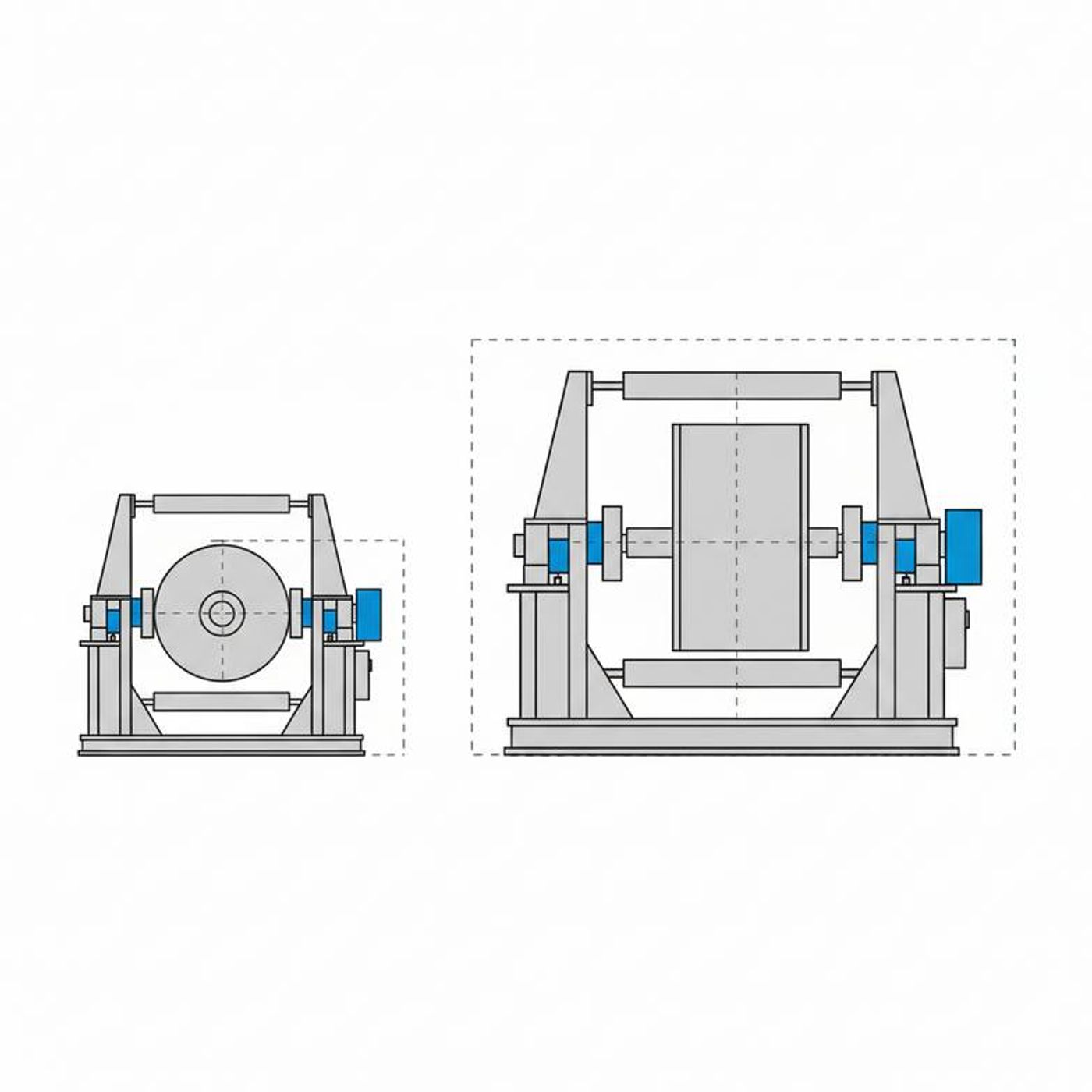 Diagram showing the difference in parent roll diameter and weight between two slitting machines in a QFJ-A400 vs QFJ-A500 comparison