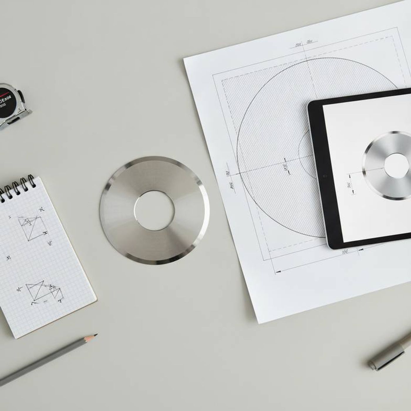 An example of a complete RFQ package showing a drawing, photos, and notes for a circular slitter knife order.