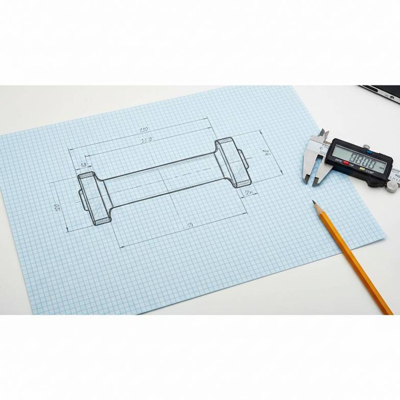 Example of a simple hand-drawn sketch of a replacement air shaft with clear dimension labels