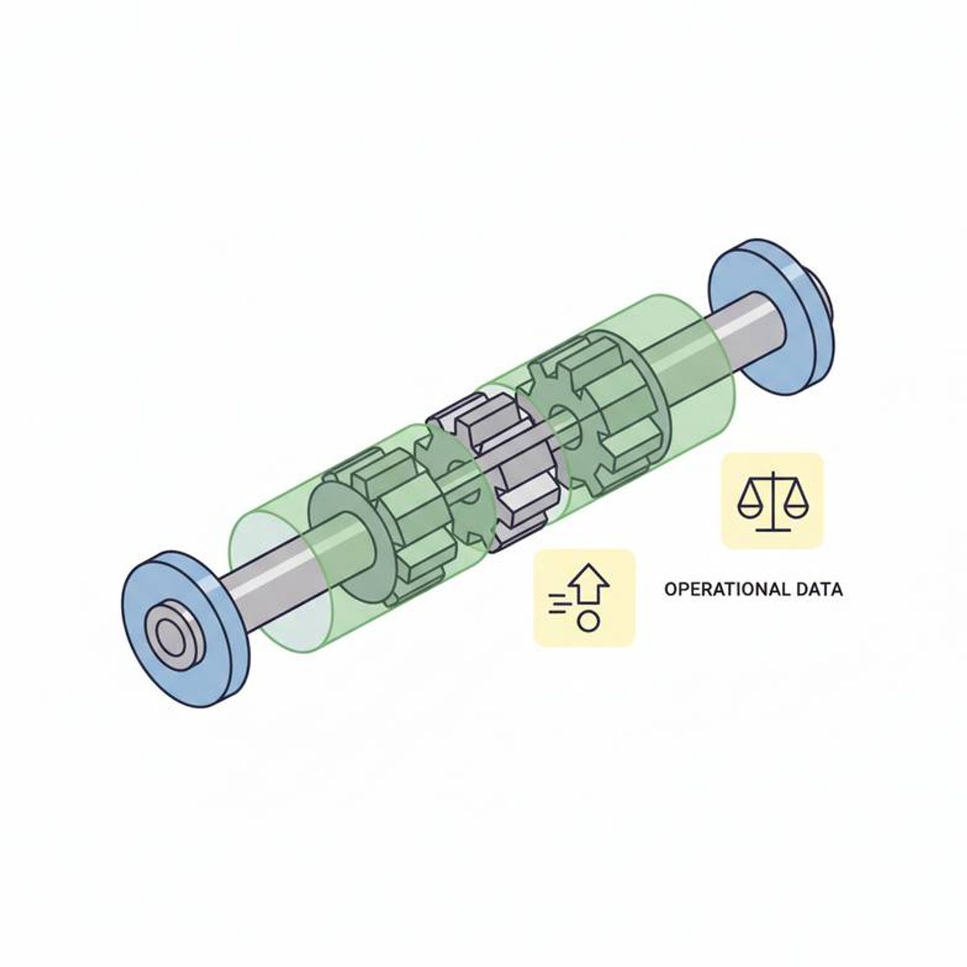 Diagram of a replacement air shaft with sections for machine interface, shaft body, and operational data