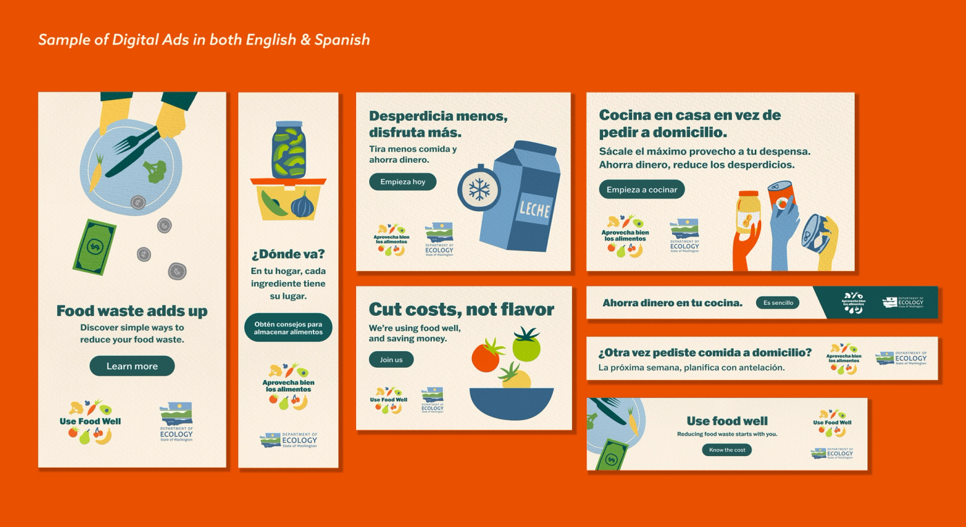 various ad samples in both english and spanish