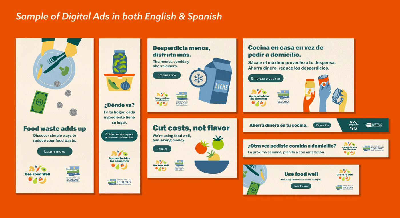 various ad samples in both english and spanish