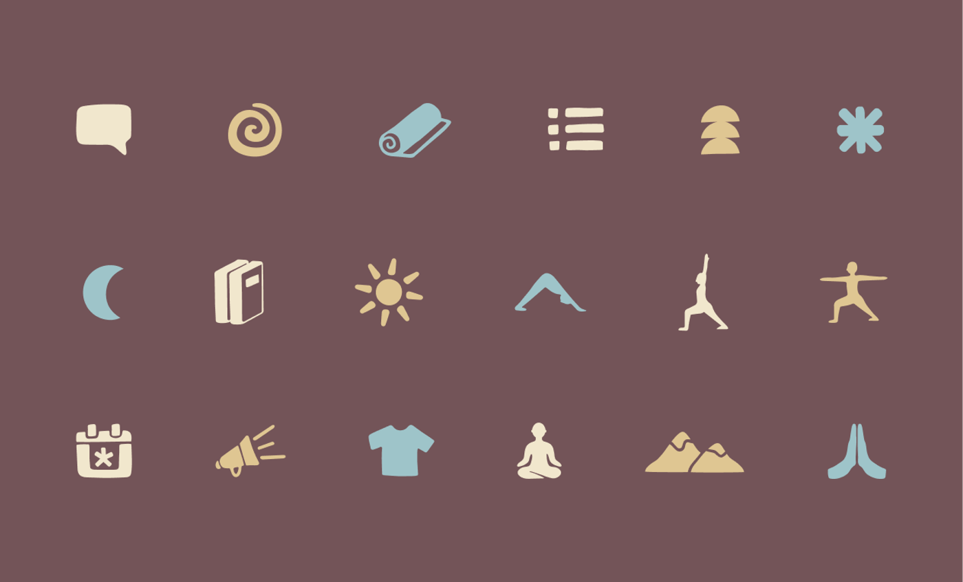 Icon grid for Yoga Shala