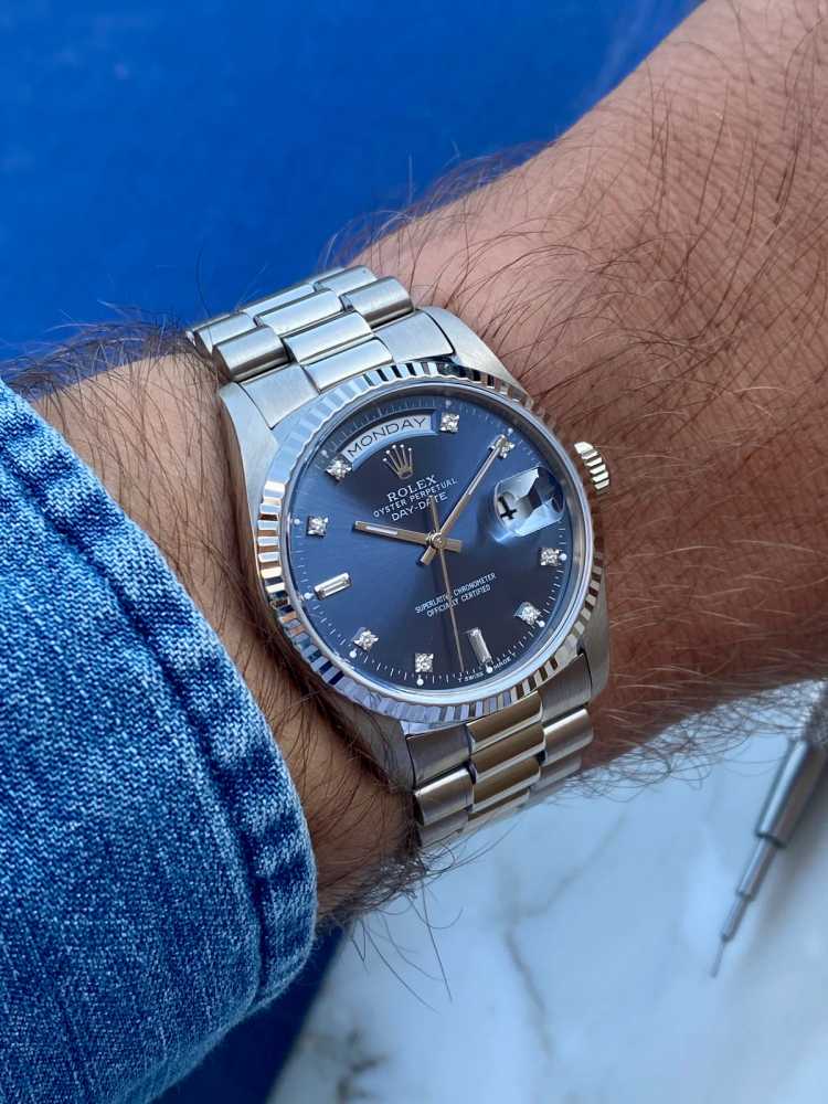 Image for Rolex Day-Date 18239 Blue 1988 with original box and papers