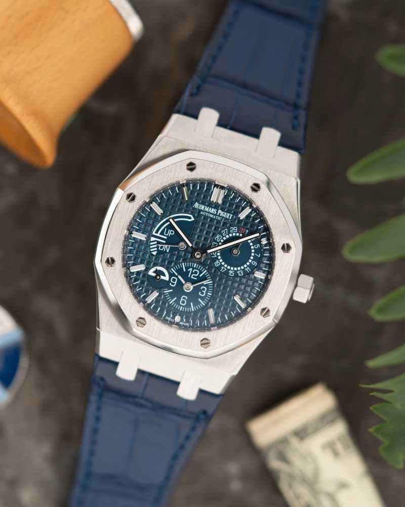 Featured image for Audemars Piguet Royal Oak "Dual Time" 26124ST Blue 2017 with original box and papers