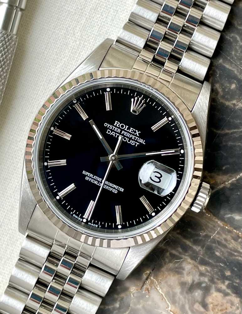 Image for Rolex Datejust 16234 Black 2001 with original box and papers