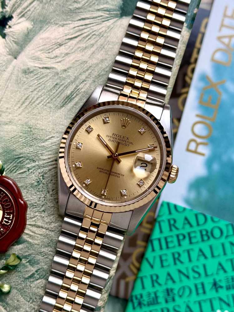 Featured image for Rolex Datejust "Diamond" 16233 Gold 1991 with original box and papers