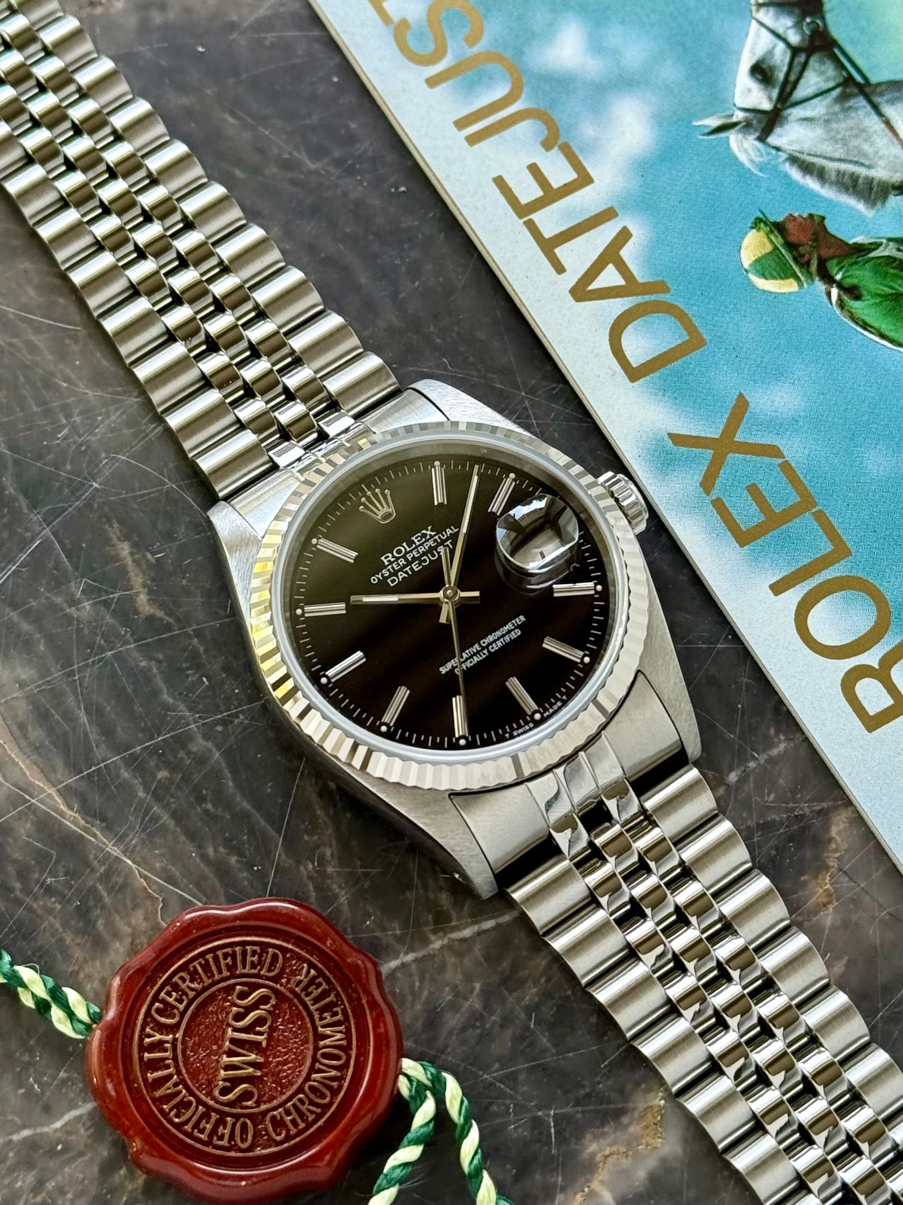 Rolex Datejust 16234 Black 1991 with original box and papers