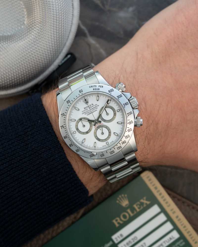 Wrist shot image for Rolex Daytona 116520 White 2009 with original box and papers