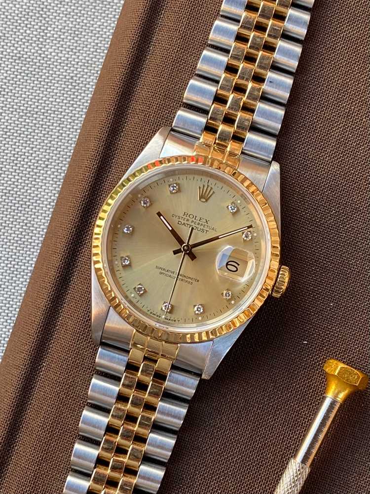 Featured image for Rolex Datejust Diamond Dial ref. 16233  16233 Gold 1990 
