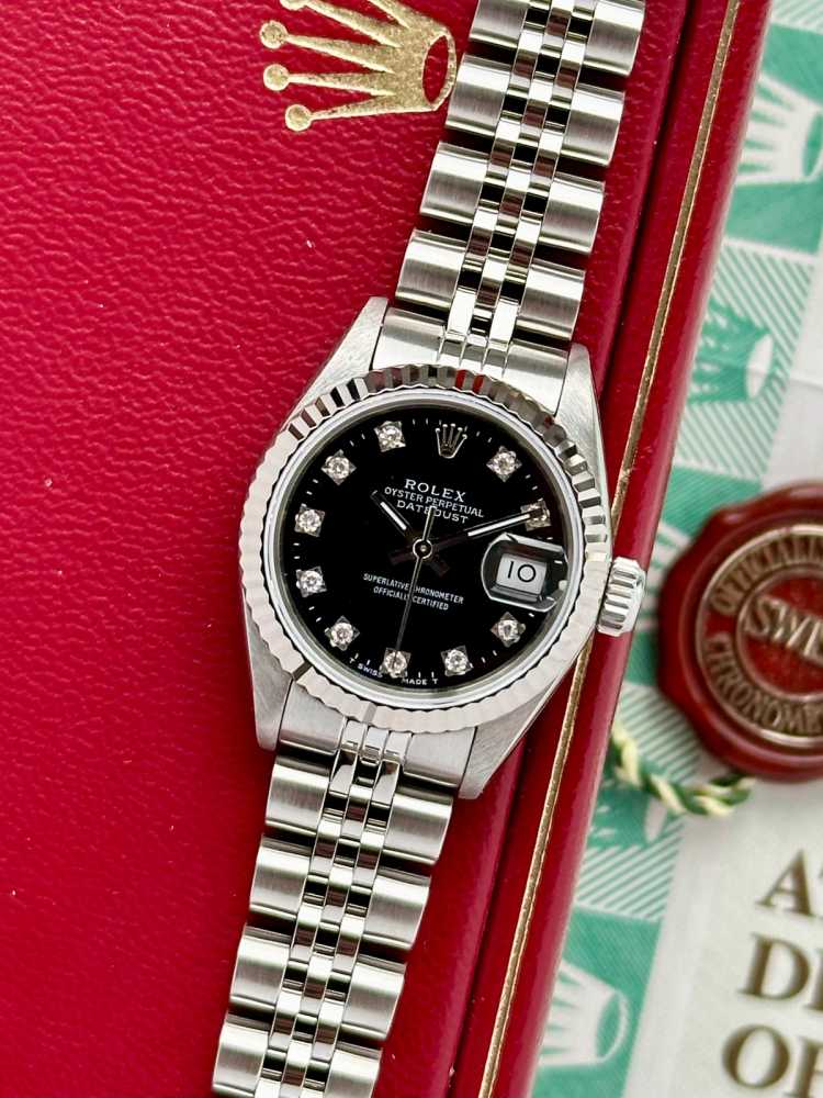 Featured image for Rolex Lady-Datejust "Diamond" 69174G Black 1993 with original box and papers