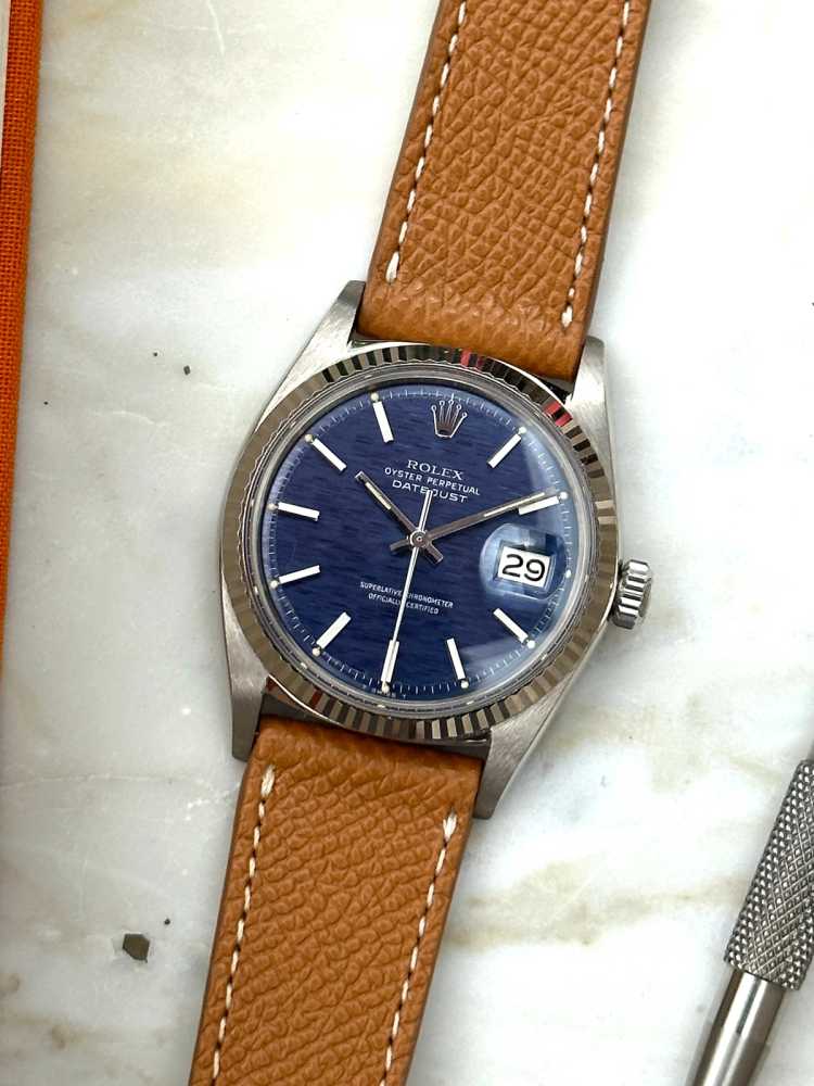 Featured image for Rolex Datejust "Whitegold" 1601/9 Blue 1972 