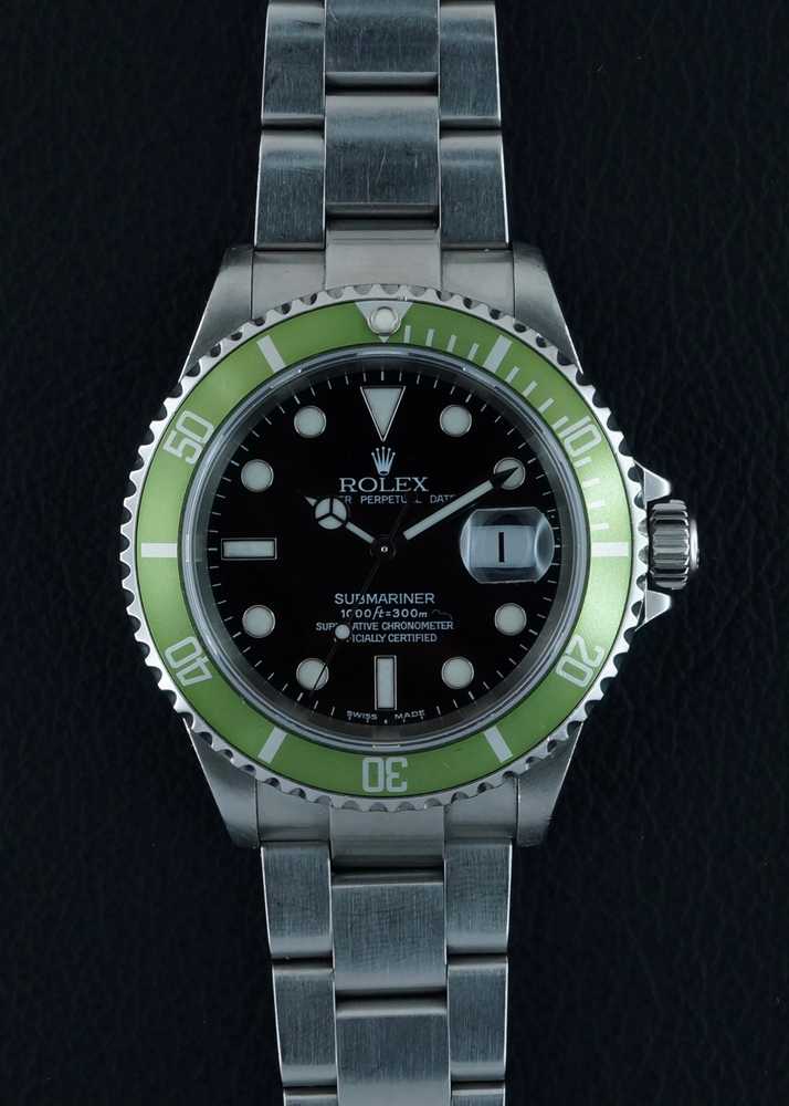 Rolex Submariner 16610lv Kermit Flat 4 Black 2003 With Original Box And Papers 7996